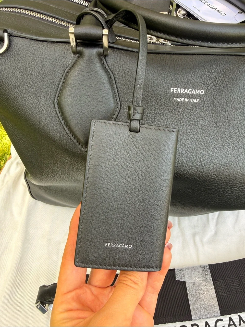 $3300 Ferragamo Star Shaped Leather Tote Briefcase Black Italy STORE DISPLAY